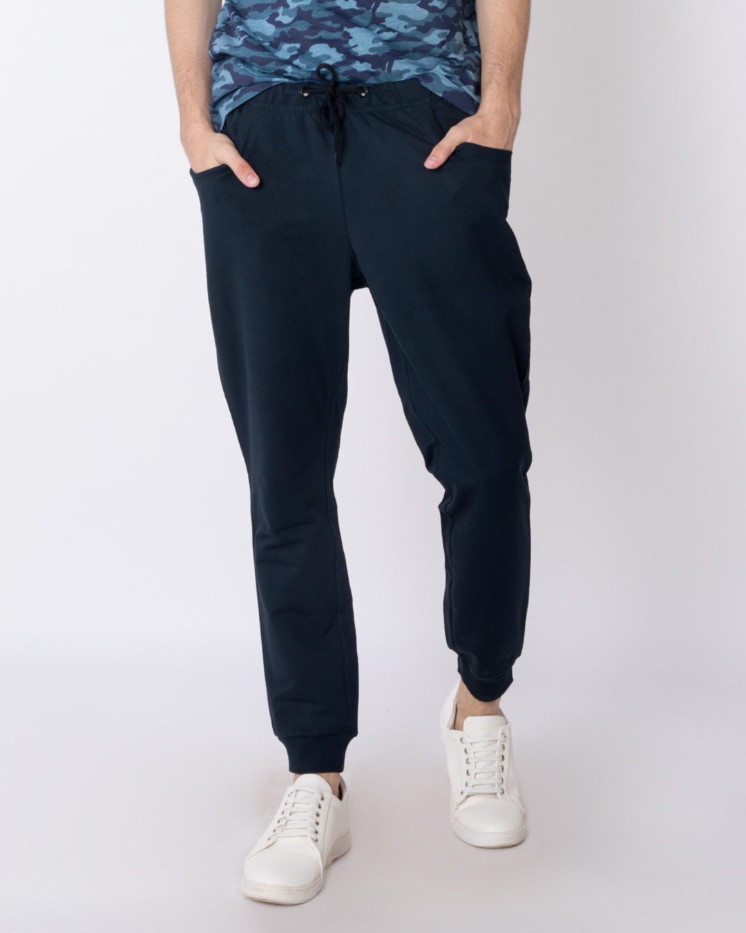 blue linen joggers