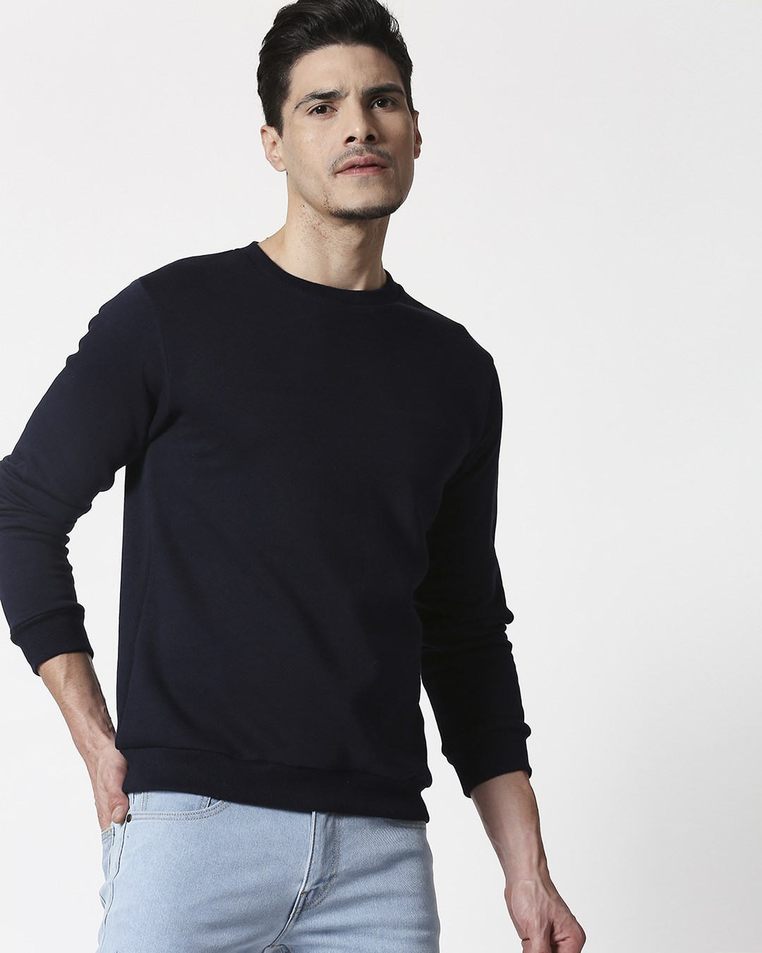 Buy Navy Blue Fleece Sweatshirt for Men blue Online at Bewakoof