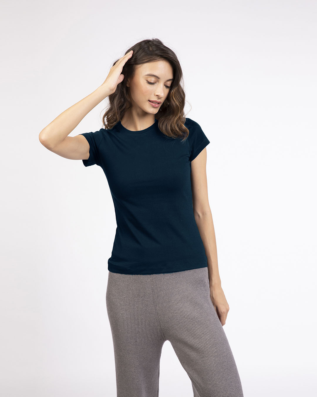 

Navy Blue Half Sleeve T-Shirt Women' Half Sleeve Plain T-shirt Bewakoof.com