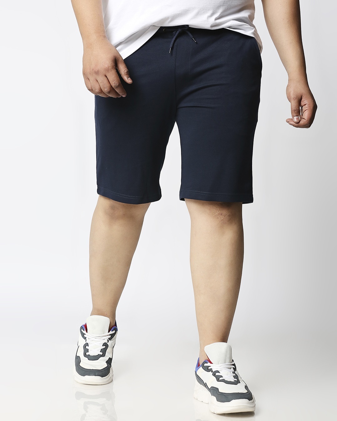 Buy Navy Blue Plus Size Casual Shorts 