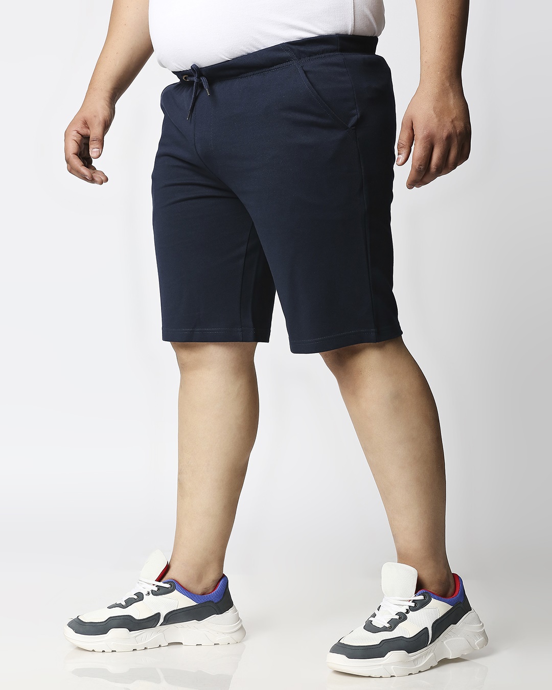 Shop Men's Navy Blue Plus Size Casual Shorts-Back
