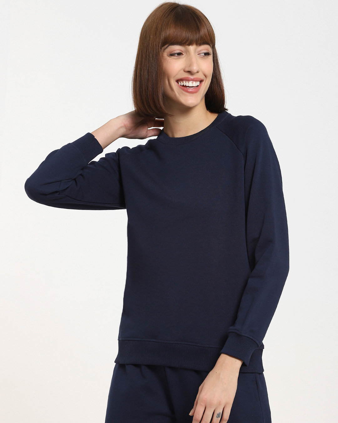Shop Women's Navy Blue Plus Size Sweatshirt-Back
