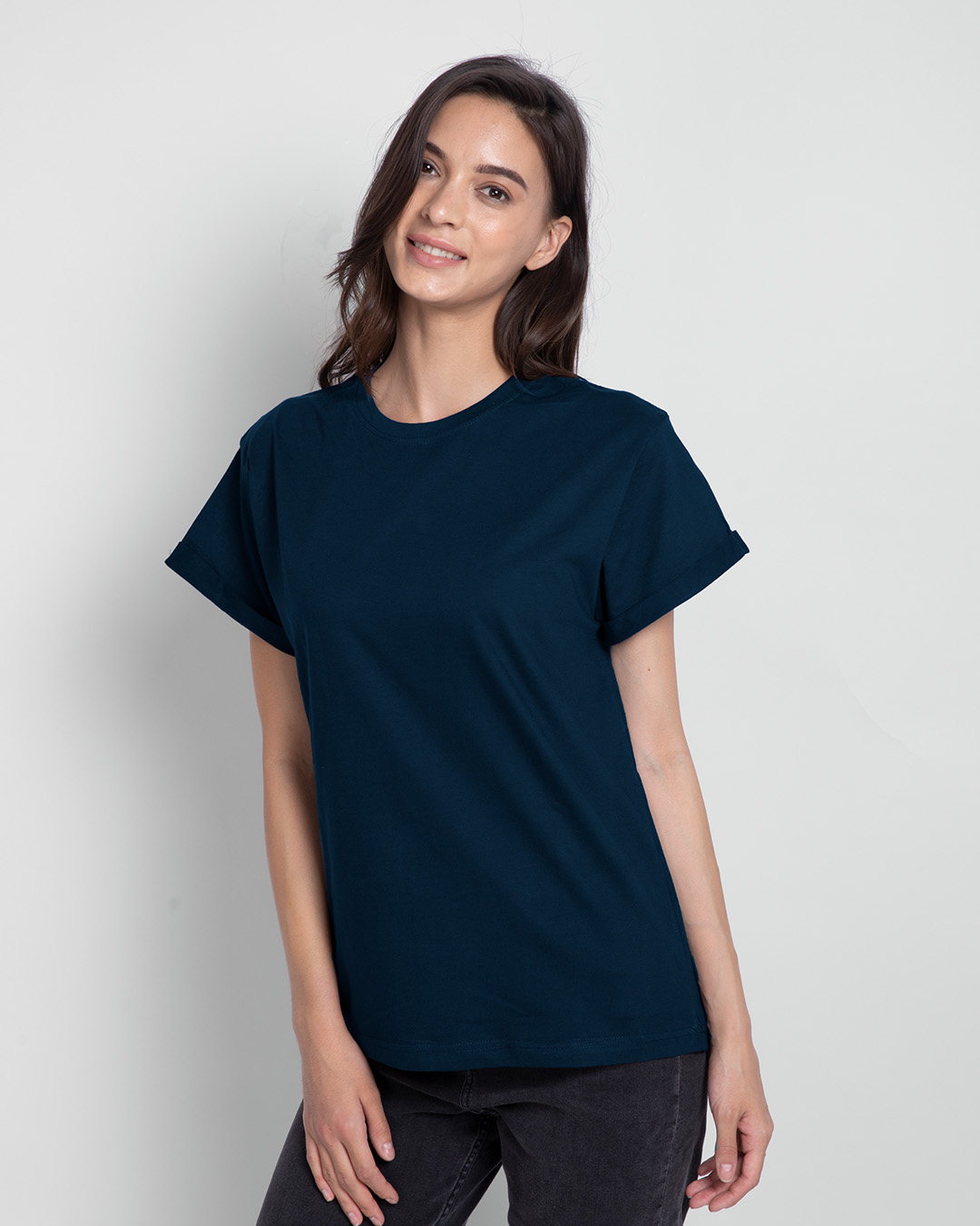 Shop Pack of 2 Women's Navy Blue & Red Boyfriend T-shirt-Back