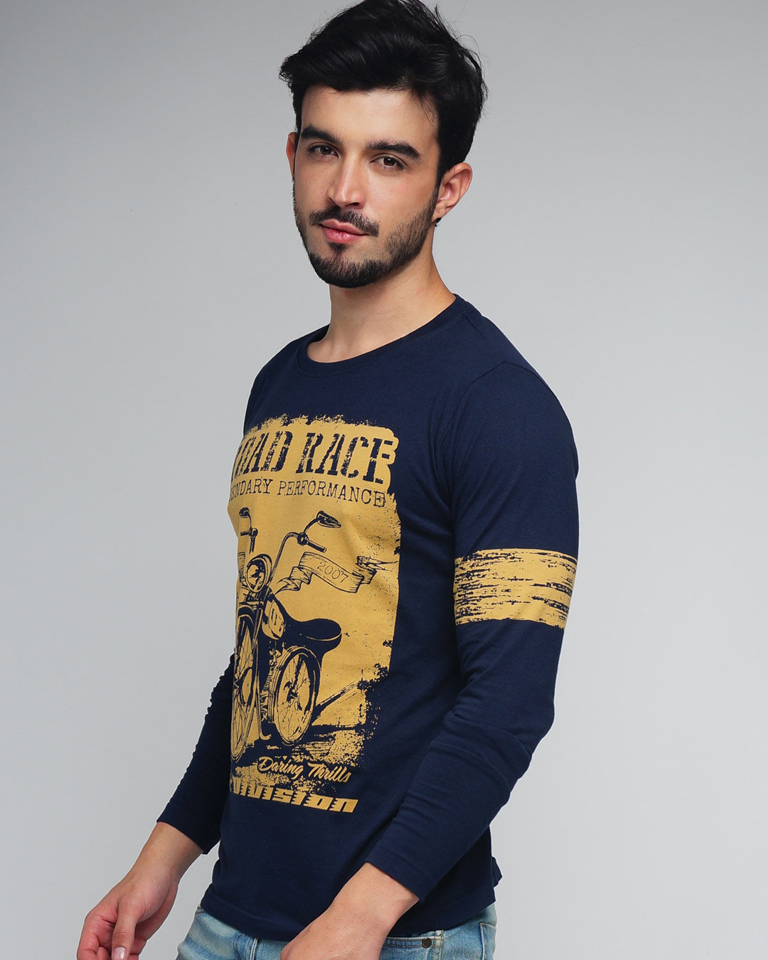 Shop Men's Blue Graphic Printed Slim Fit T-shirt-Back