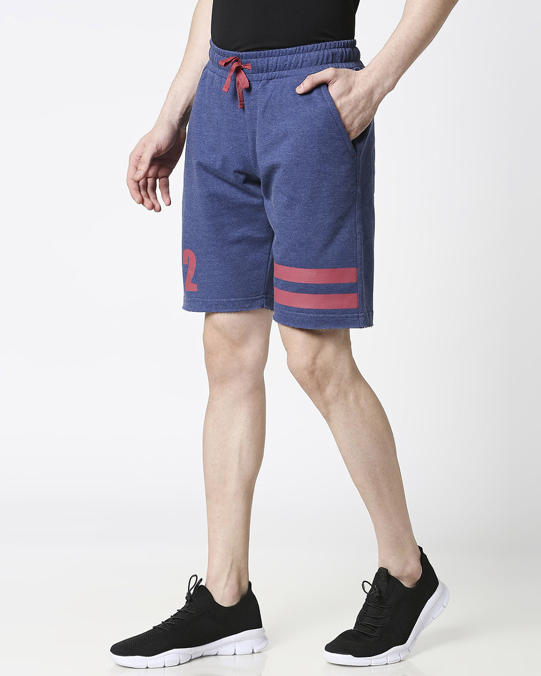 Shop Navy Melange Men's Shorts-Back