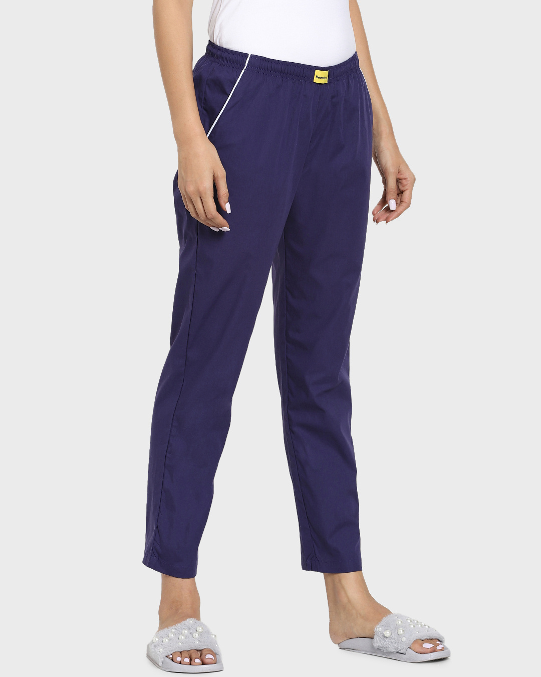 Shop Nebula Blue Plain Pyjamas-Back