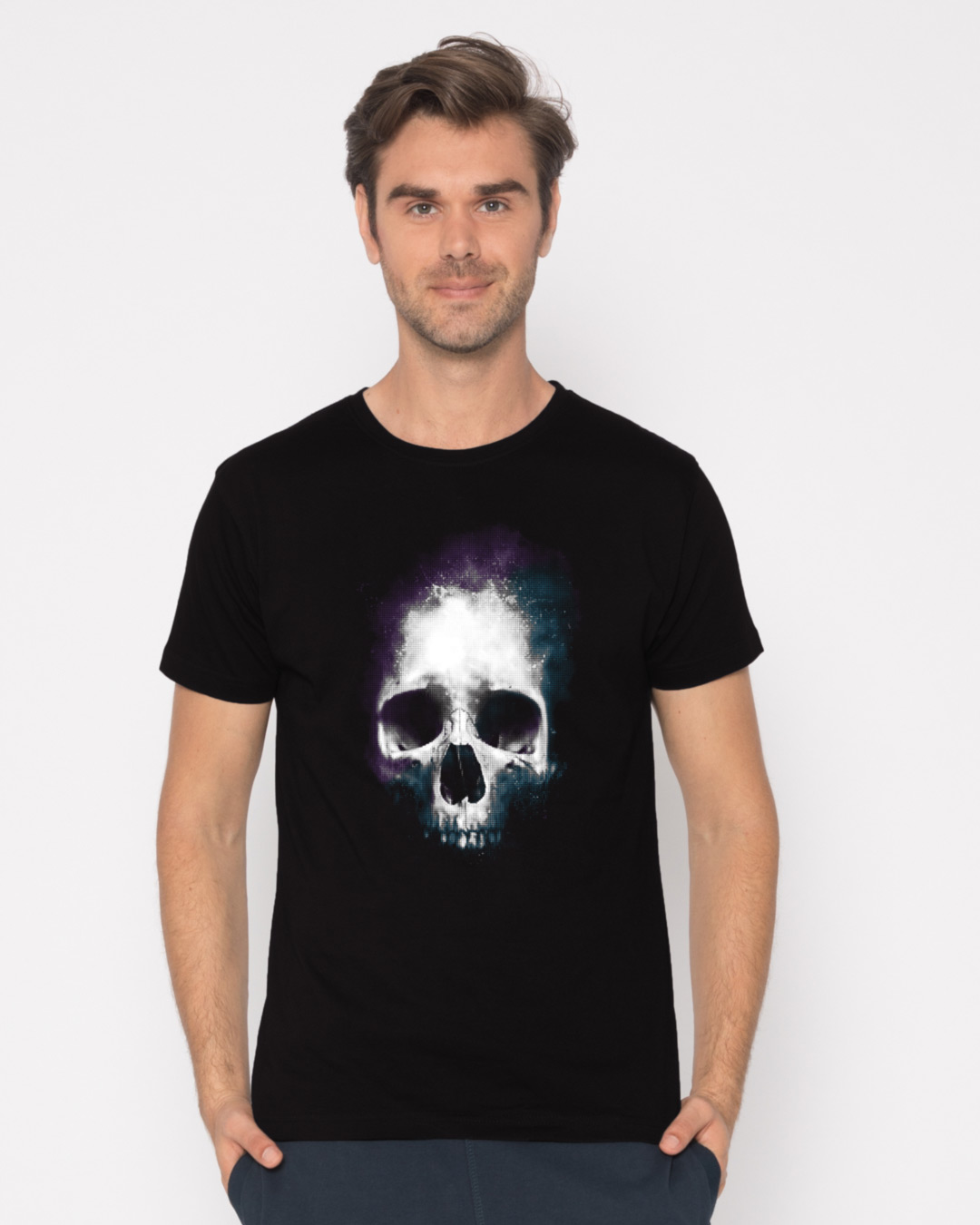 Shop Nebula Skull Half Sleeve T-Shirt-Back