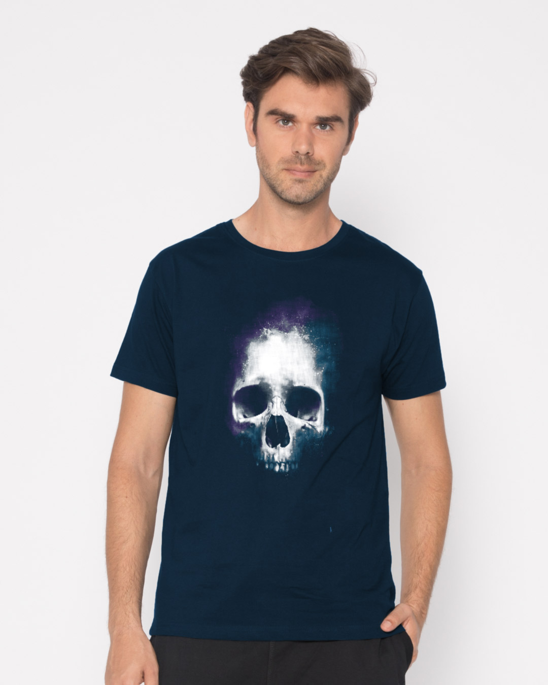 Shop Nebula Skull Half Sleeve T-Shirt-Back