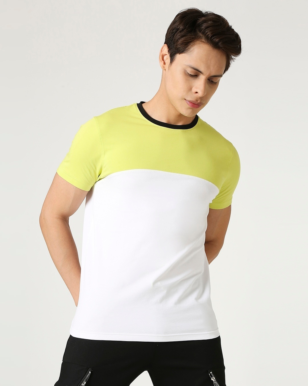 Shop Need More Amo Half Sleeves Color Block T-Shirt-Back