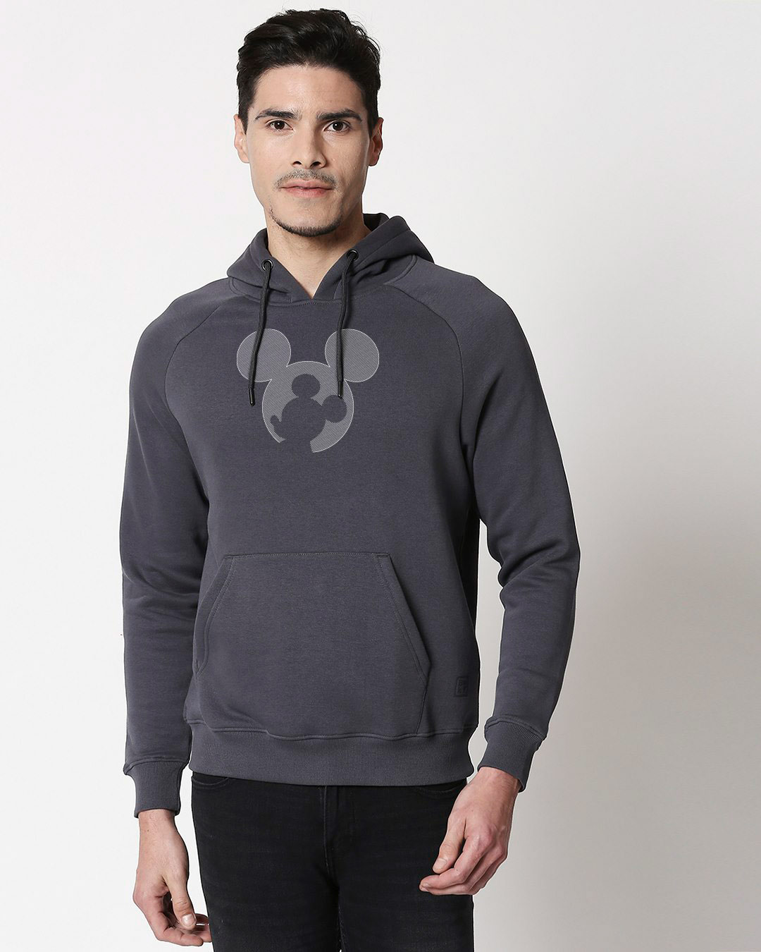

Negative Mouse Hoodie Sweatshirt Men' Printed Hoodie Sweatshirt AW20 Bewakoof.com, Grey