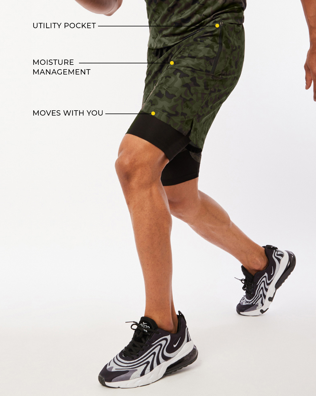 Shop Men's Green Camo Layered Shorts-Back