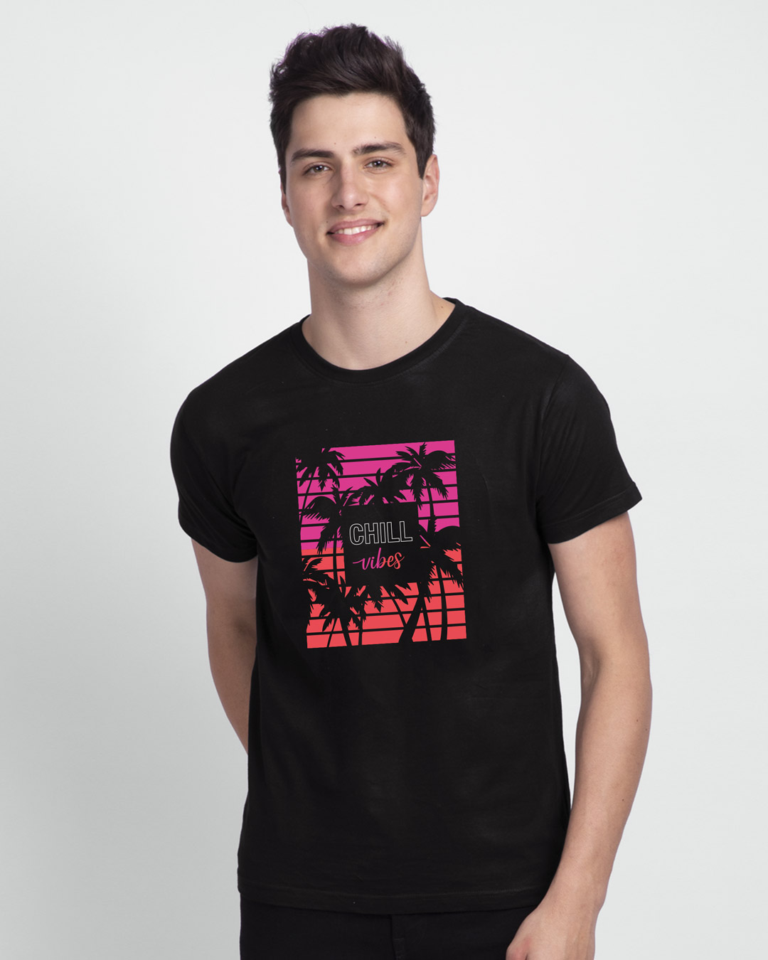Buy Neon Chill Vibes Half Sleeve T-Shirt Black for Men black Online at ...