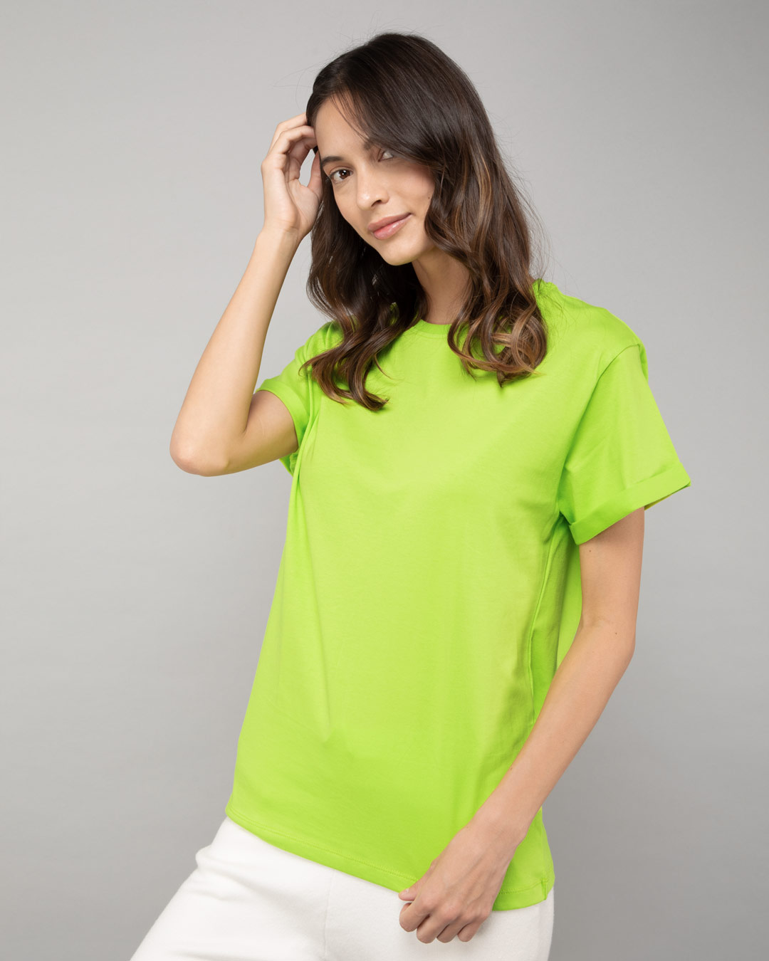 Shop Neon Green  Boyfriend T-Shirt-Back
