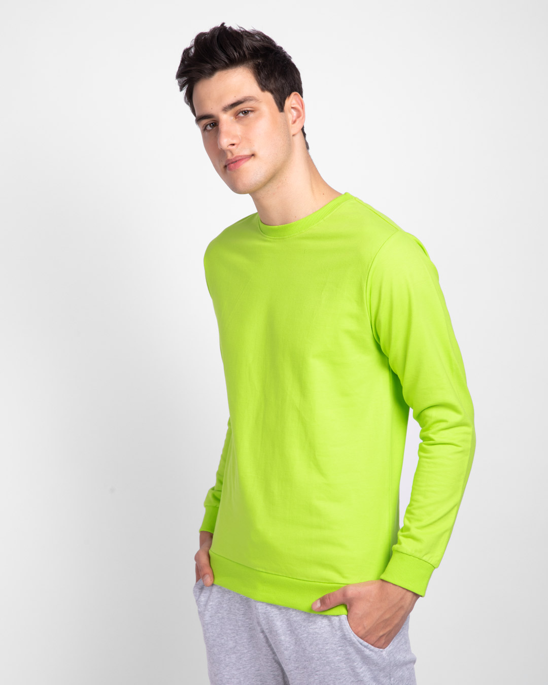 Shop Neon Green Fleece Light Sweatshirt-Back