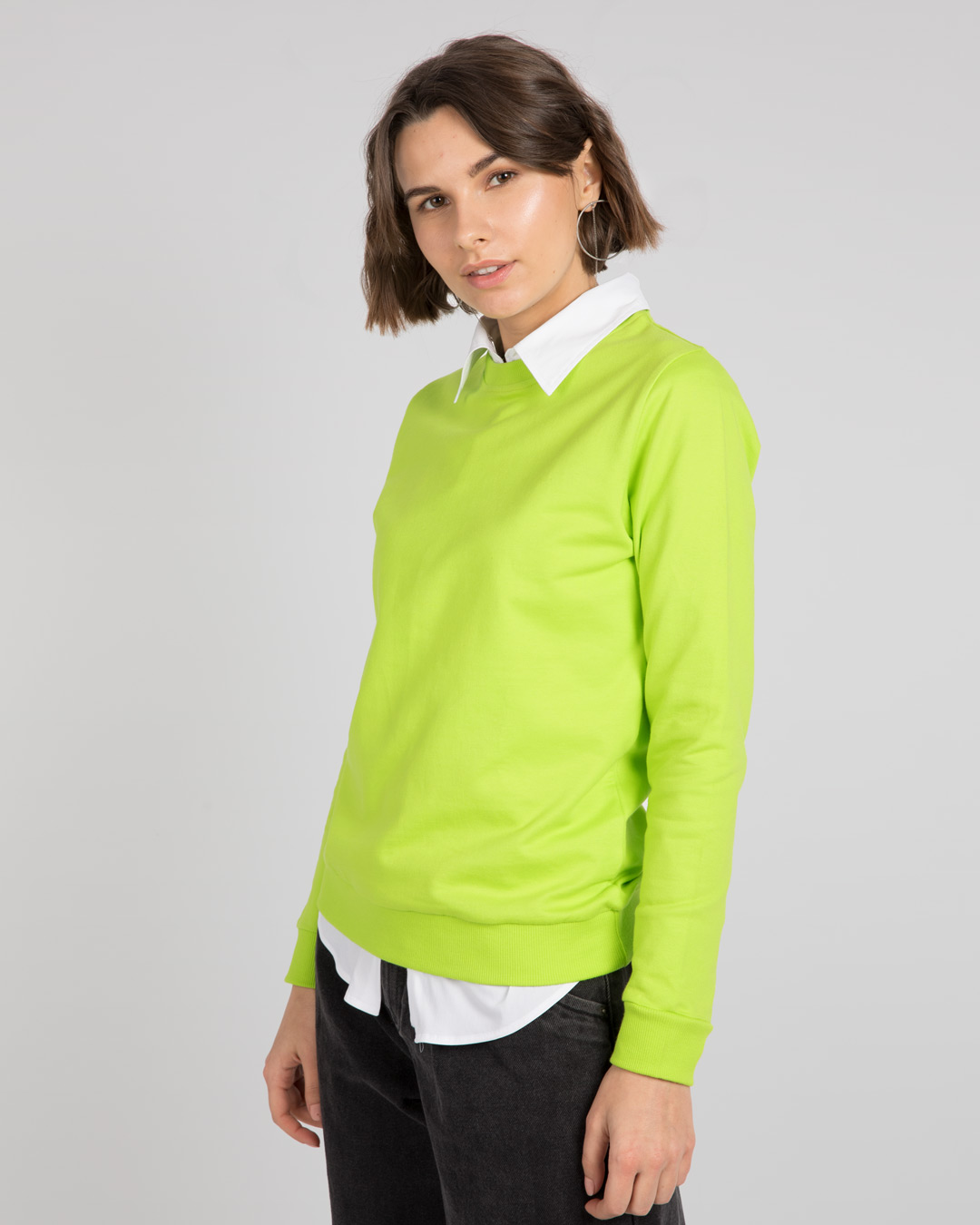 Shop Neon Green Fleece Light Sweatshirt-Back