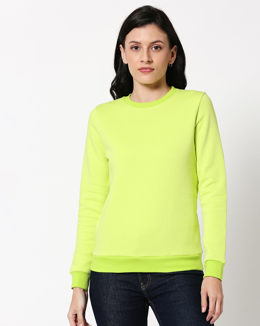 Shop Neon Green Fleece Sweatshirt-Back