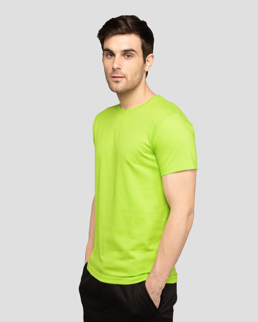 Shop Neon Green Half Sleeve T-Shirt-Back