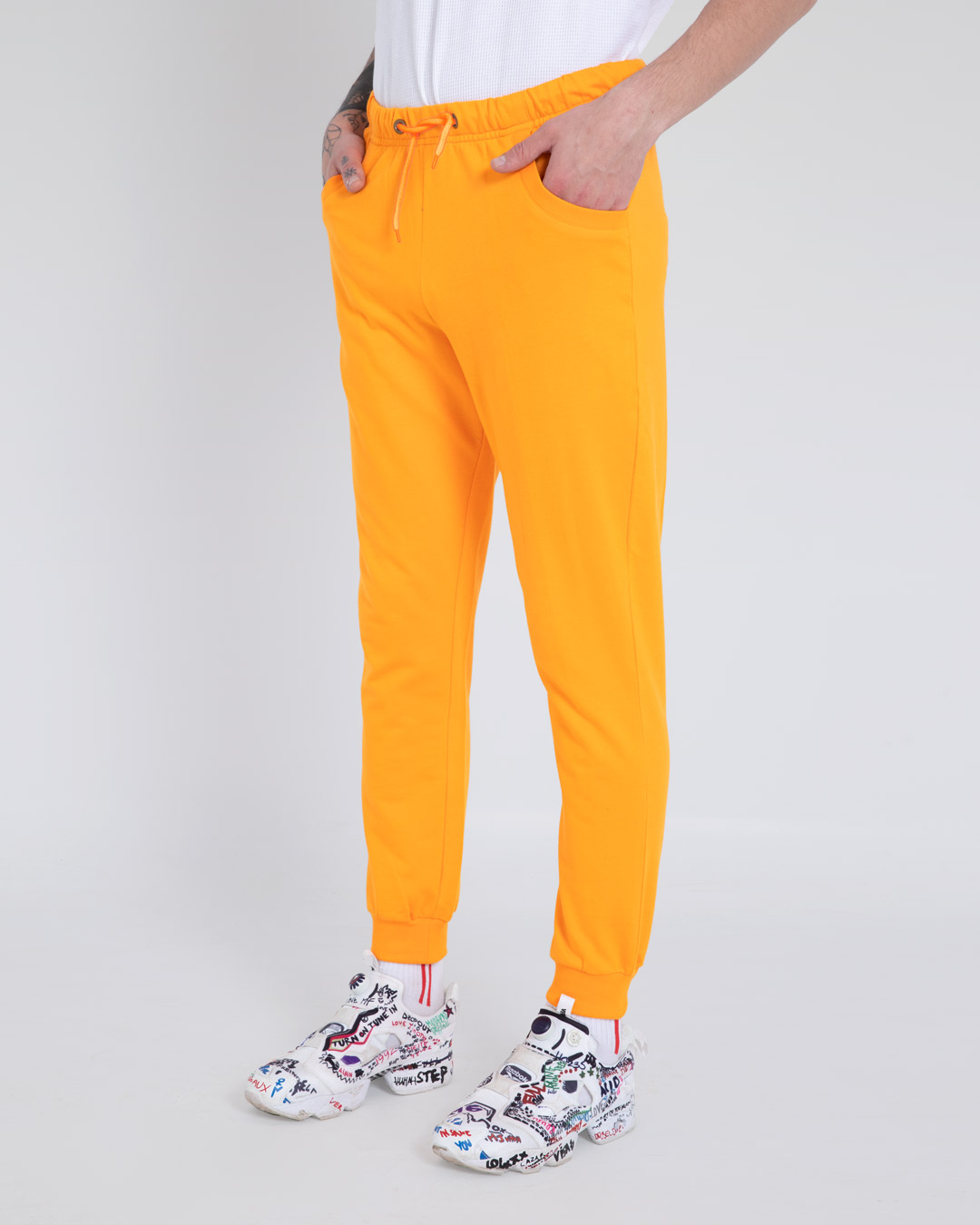 Shop Neon Orange Casual Jogger Pants-Back