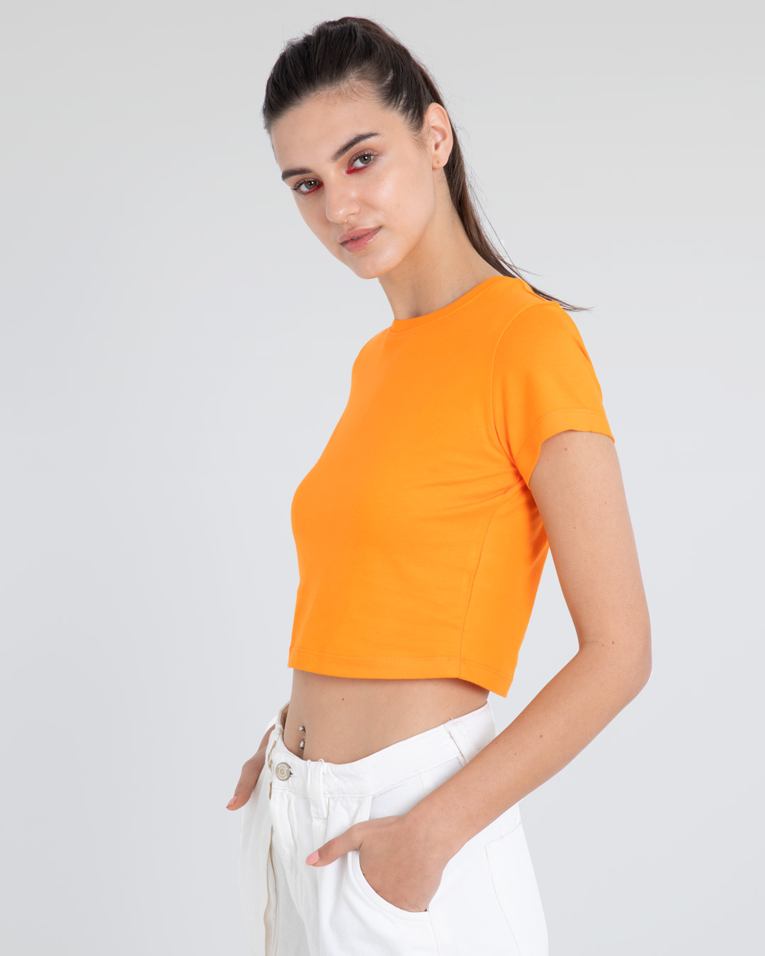 Shop Neon Orange Crop Top T-Shirt-Back