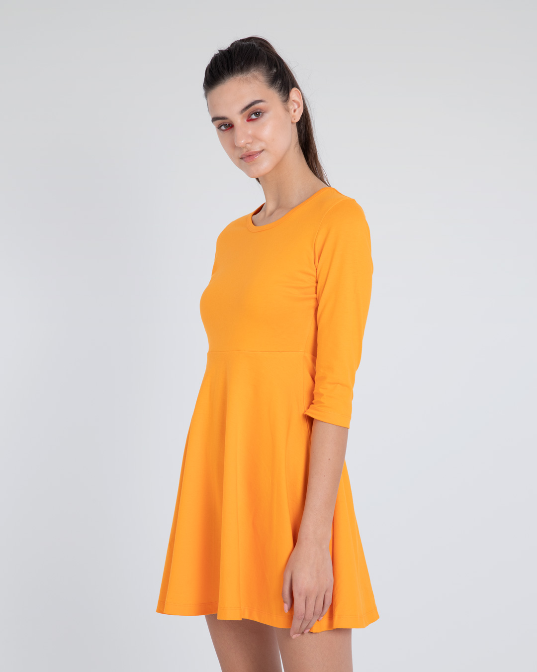 Shop Neon Orange Flared Dress-Back