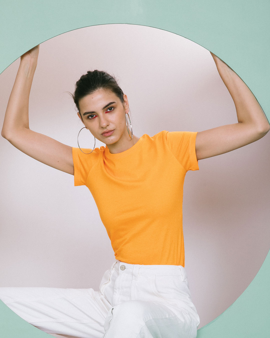 women orange tee shirts