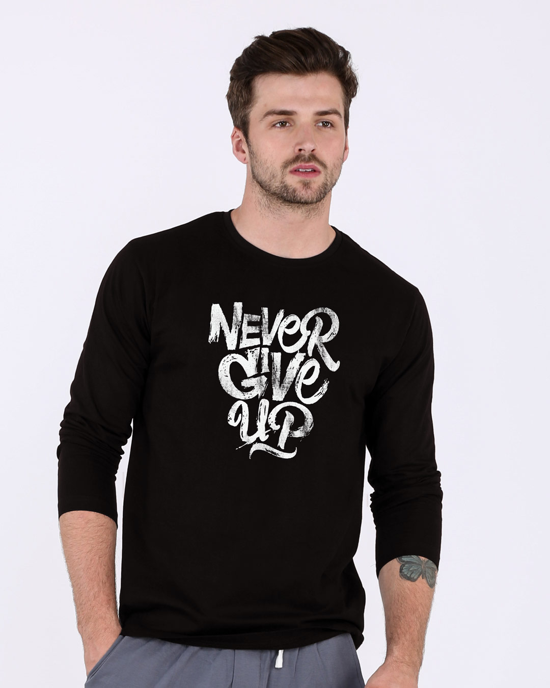 Buy Never Give Up Full Sleeve T-Shirt Online at Bewakoof