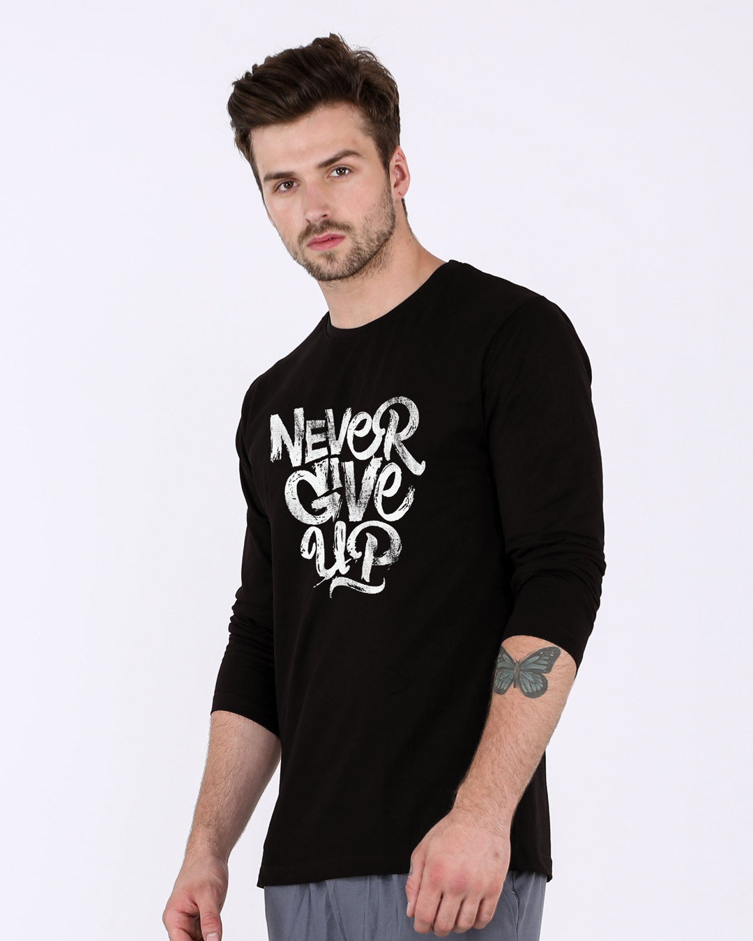 Shop Never Give Up Full Sleeve T-Shirt-Back