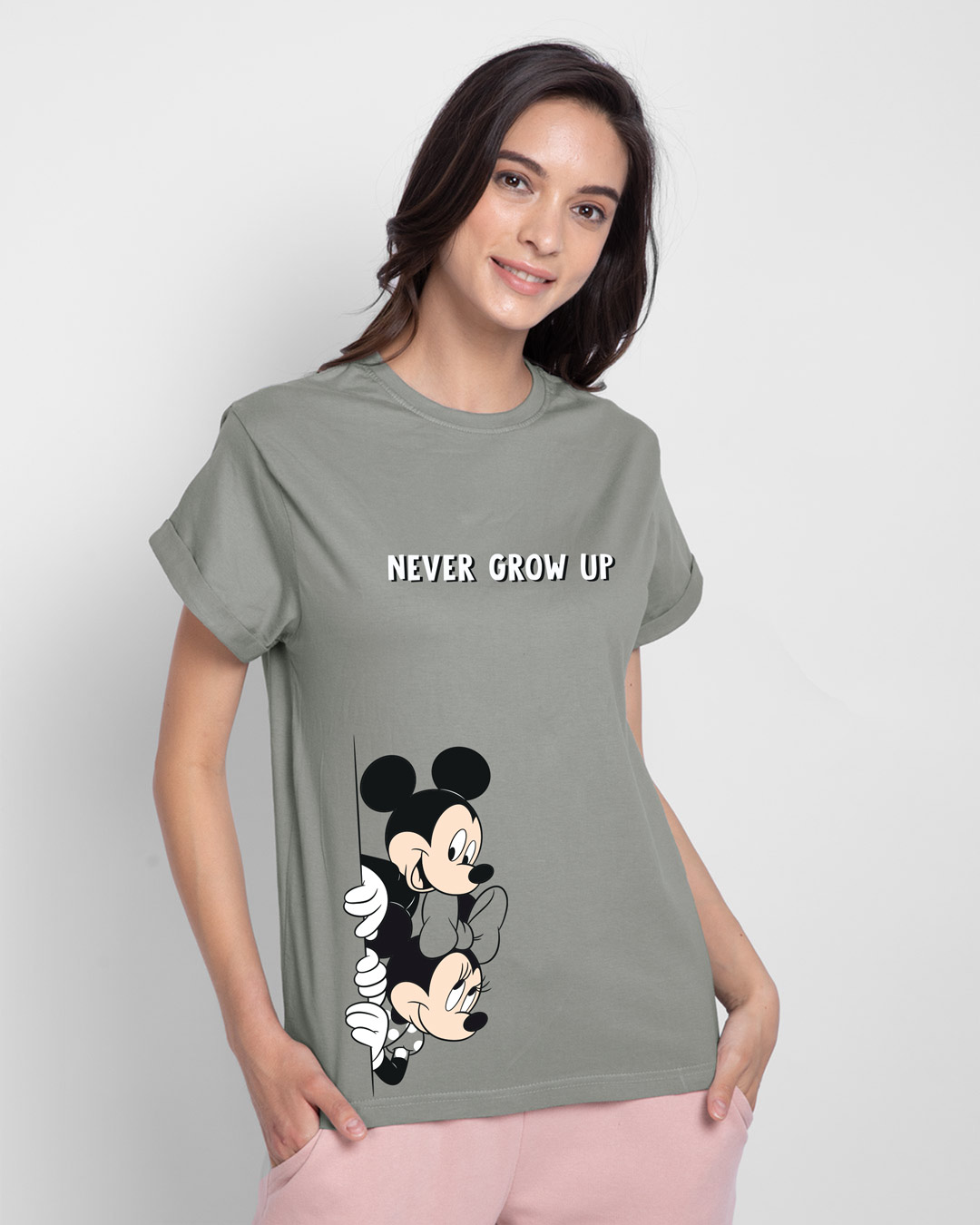 Shop Never Grow Mickey Boyfriend T-Shirt Meteor Grey (DL)-Back