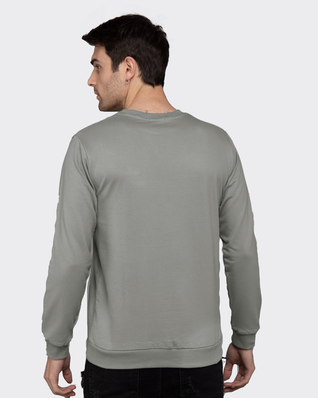 Shop Never Mind Stripe Fleece Sweatshirt Meteor Grey-Back