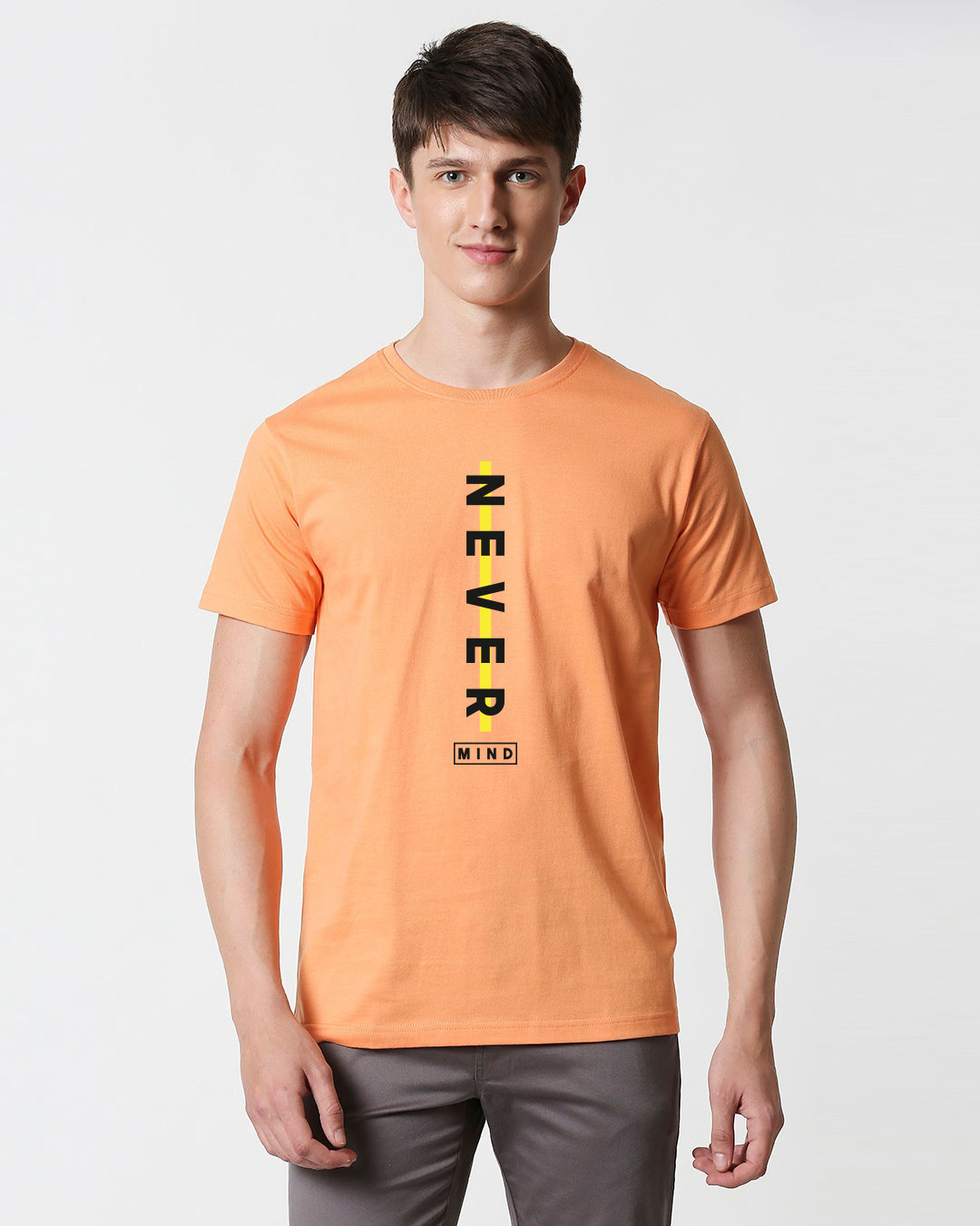 Shop Never Mind Stripe Half Sleeve T-Shirt Moak Orange-Back