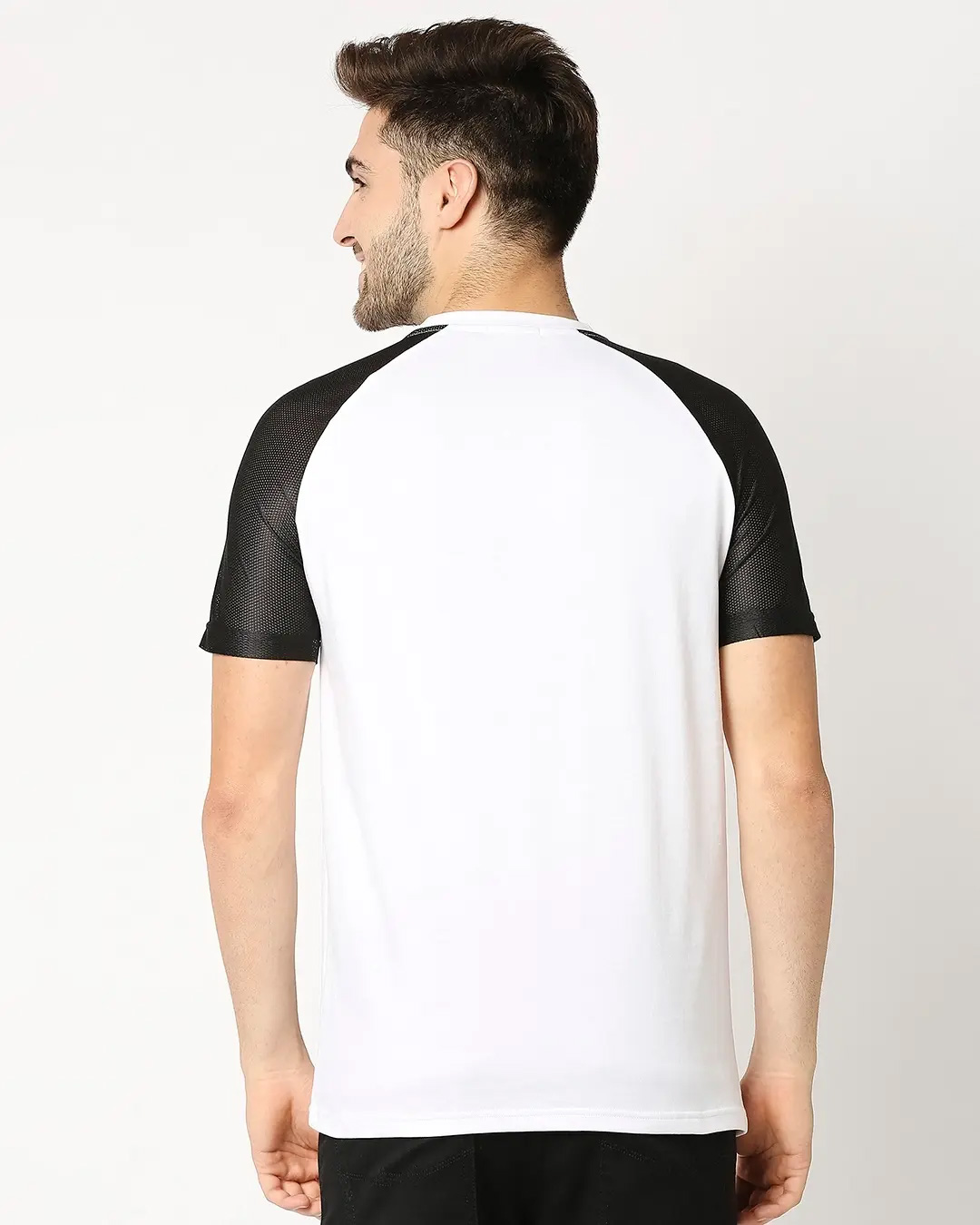 Shop Never Mind Stripe Mesh Raglan T-Shirt-Back