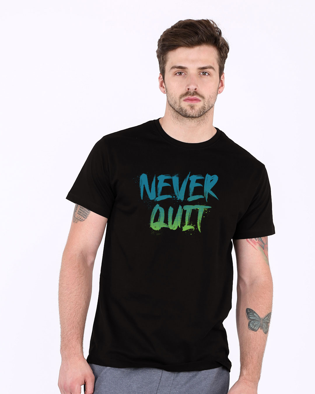 Shop Never Quit Gradient Half Sleeve T-Shirt-Back