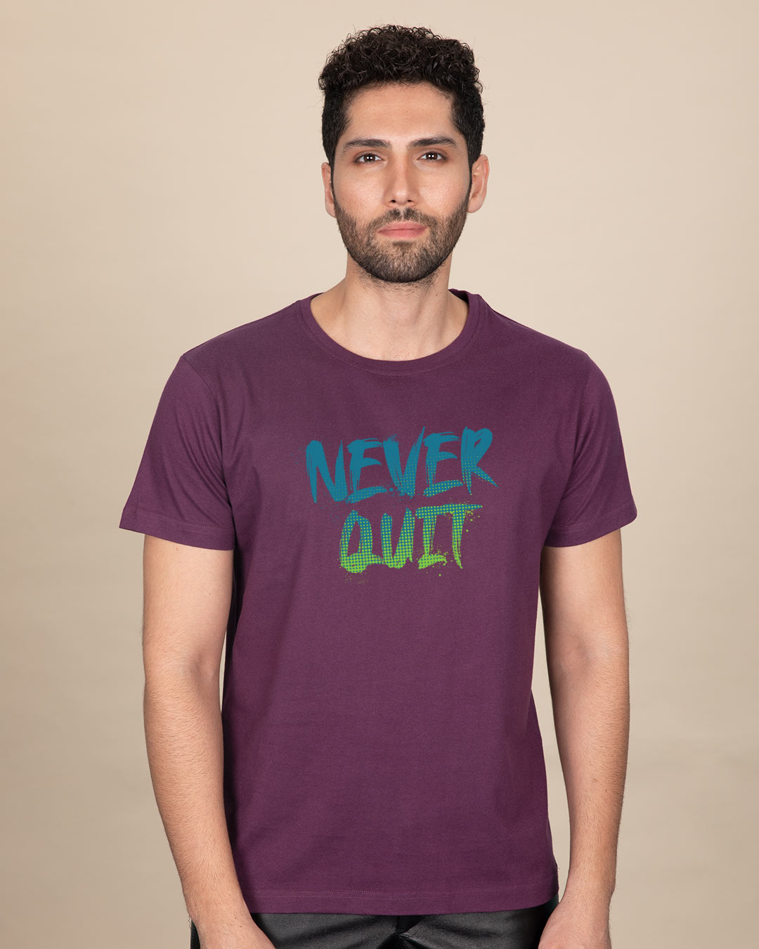 Shop Never Quit Gradient Half Sleeve T-Shirt-Back
