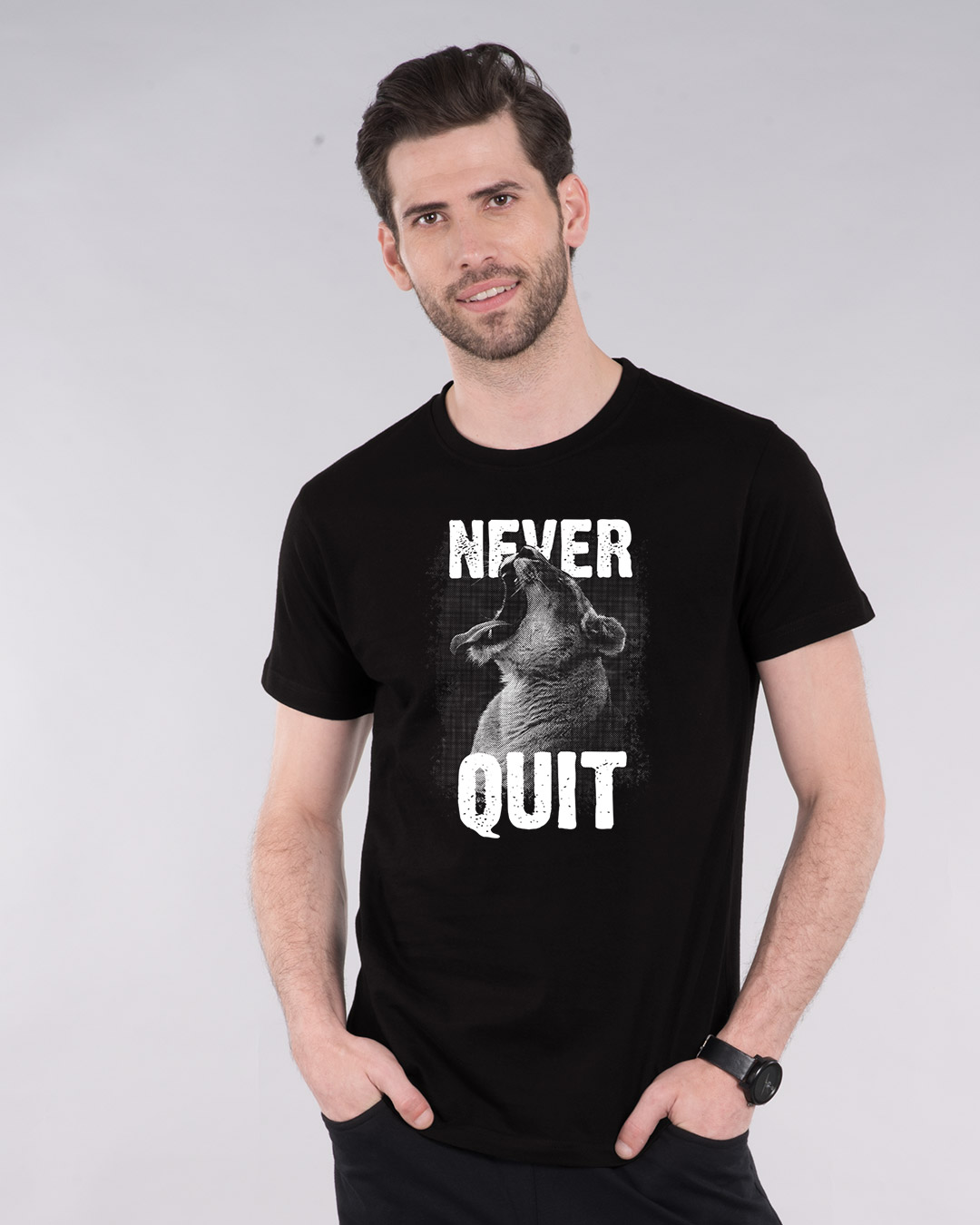 Shop Never Quit Lion Half Sleeve T-Shirt-Back