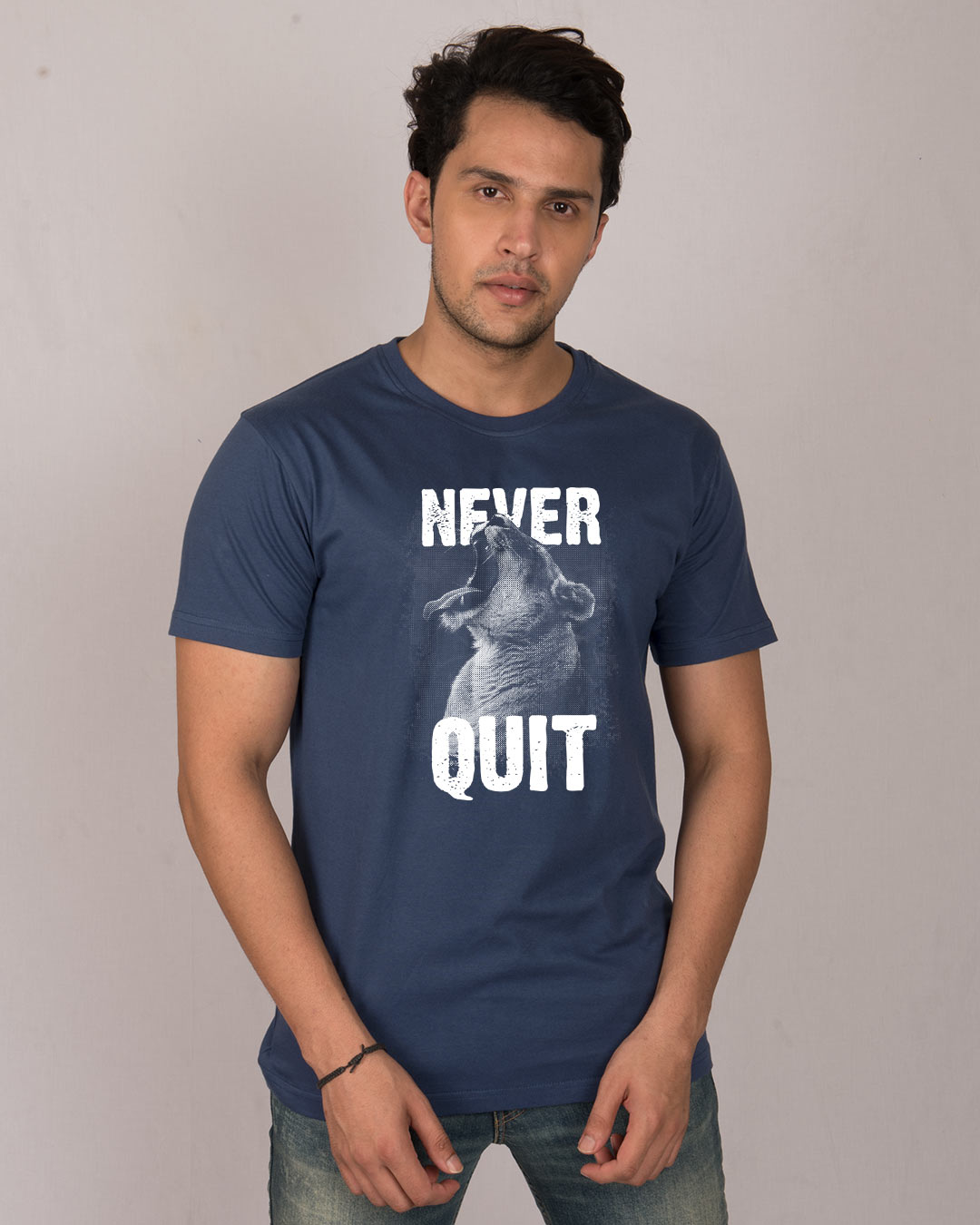 Shop Never Quit Lion Half Sleeve T-Shirt-Back