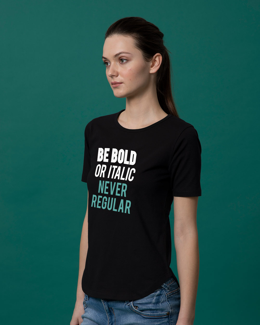 Shop Never Regular Basic Round Hem T-Shirt-Back