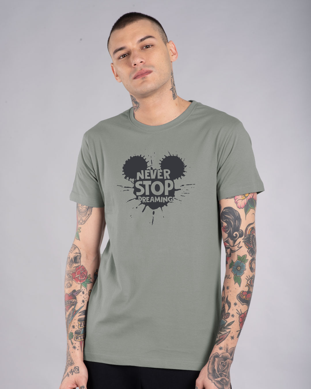 Shop Never Stop Dreaming Mickey Half Sleeve T-Shirt (DL)-Back