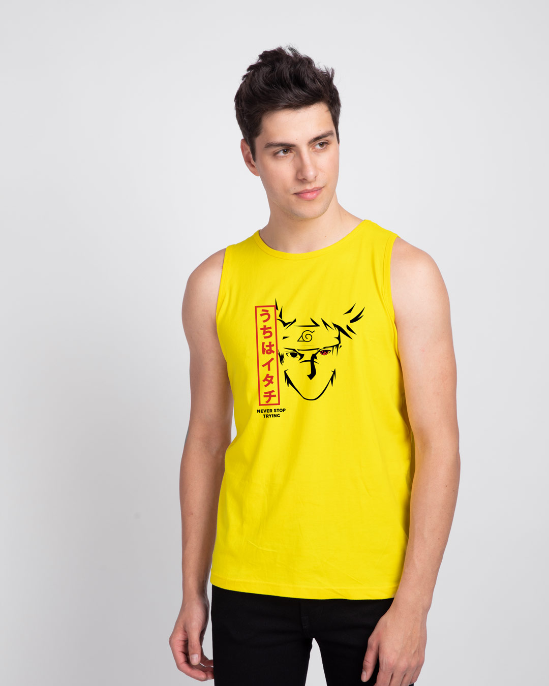 Shop Never Stop Trying Round Neck Vest Pineapple Yellow-Back