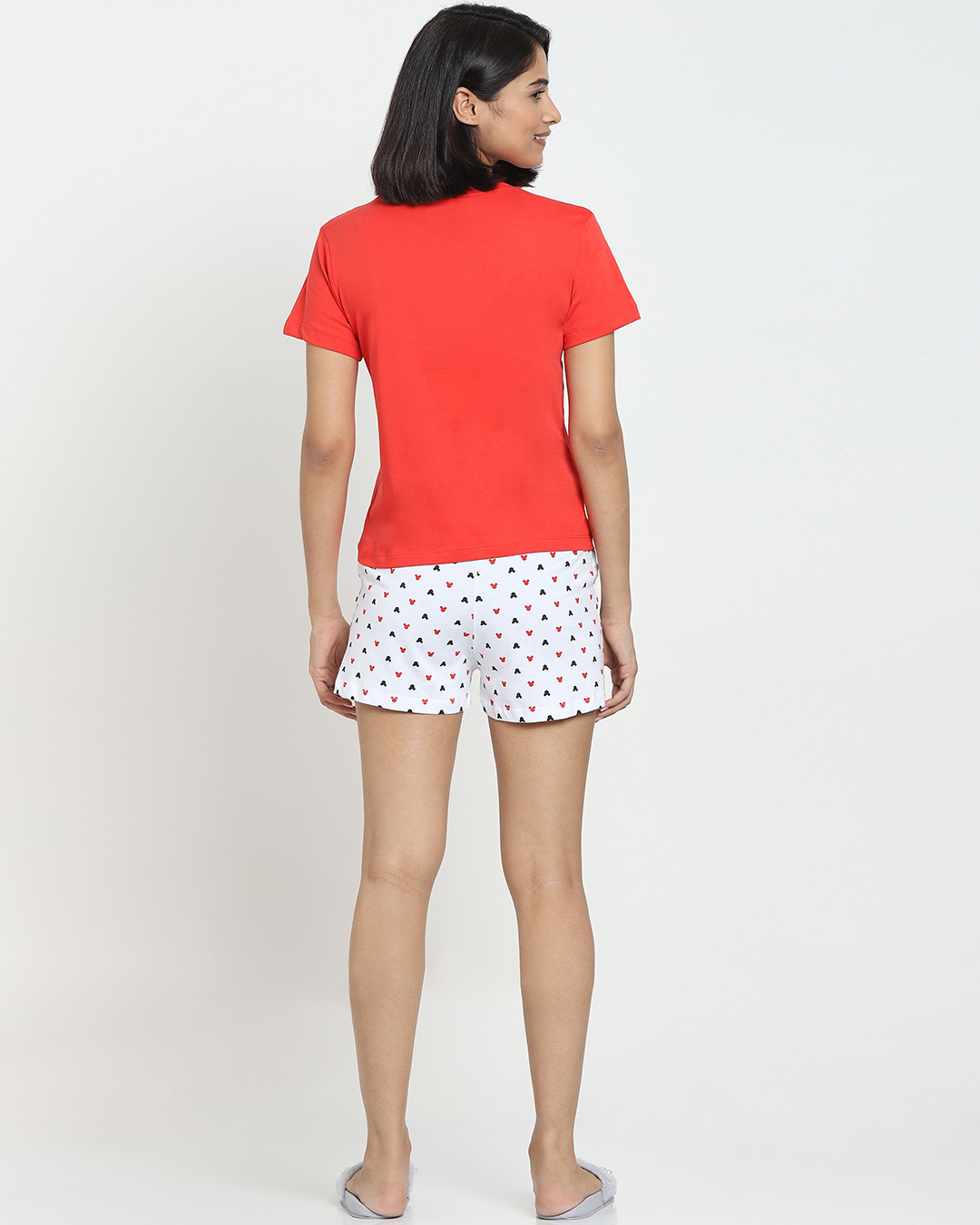 Shop Women's Red & White Printed Plus Size T-shirt & Shorts Set-Back