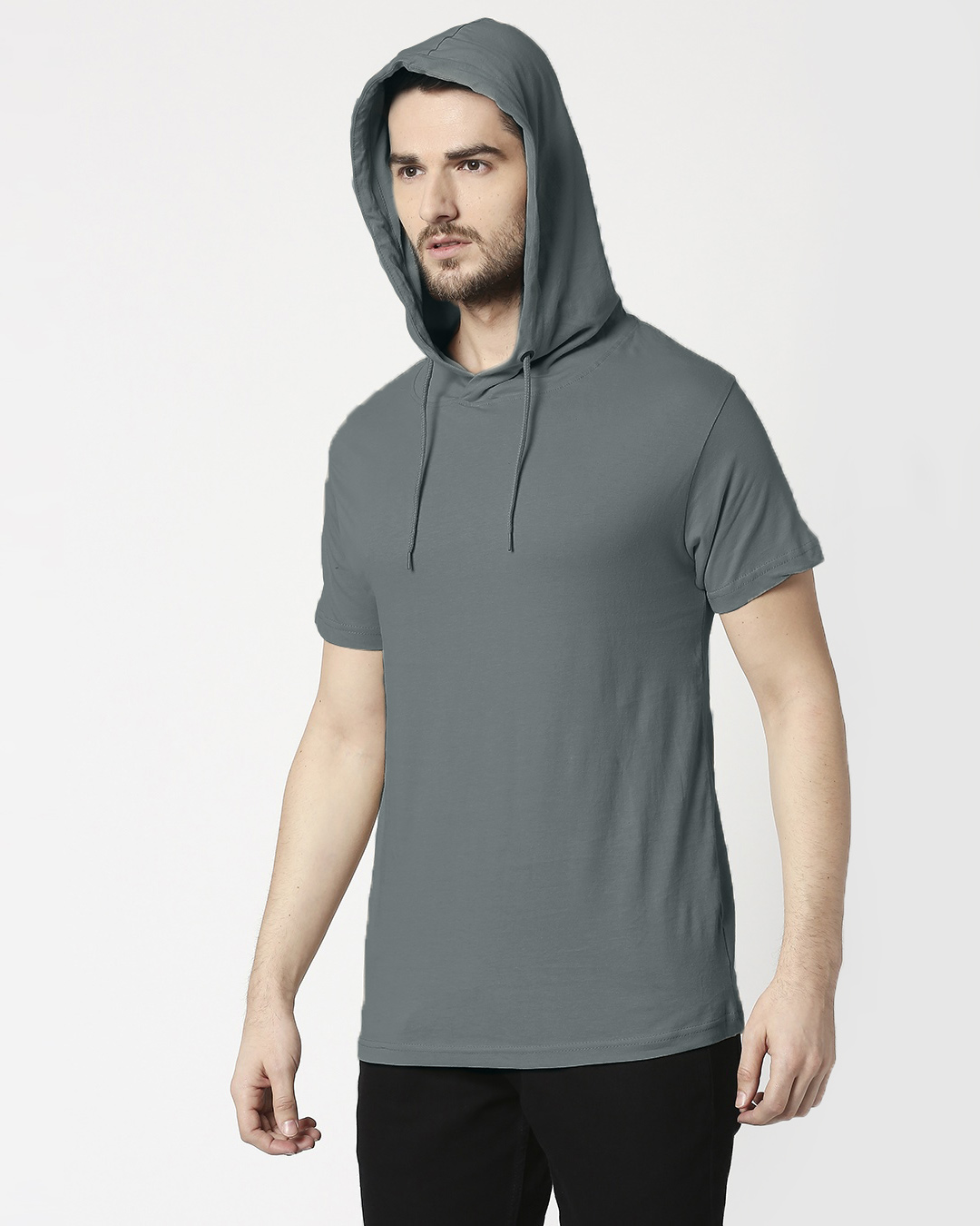 Shop Nimbus Grey Half Sleeve Hoodie T-Shirt-Back