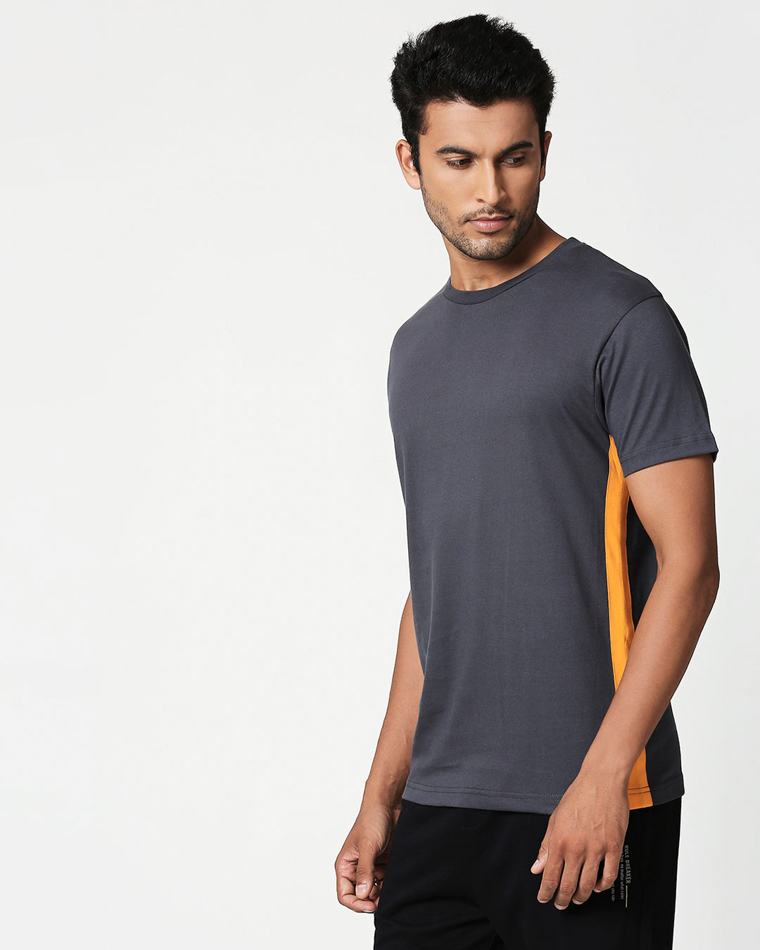 Shop Nimbus Grey-Neon Orange Contrast Side Seam T-Shirt-Back
