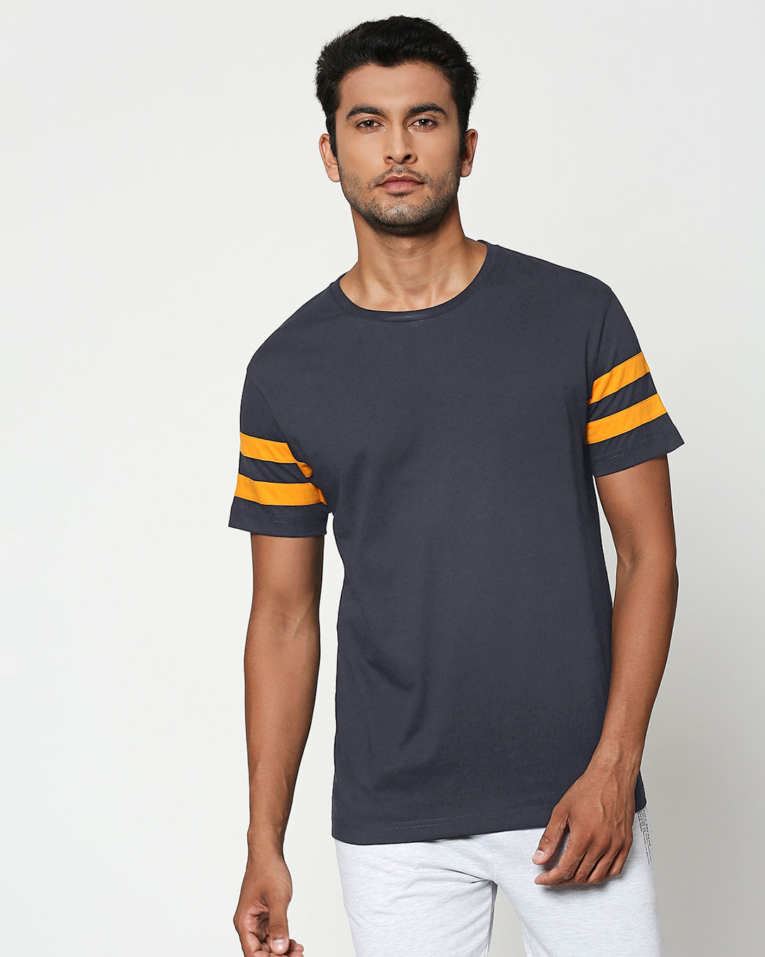 Buy Nimbus Grey-Neon Orange Double Tape T-Shirt for Men Multicolor ...