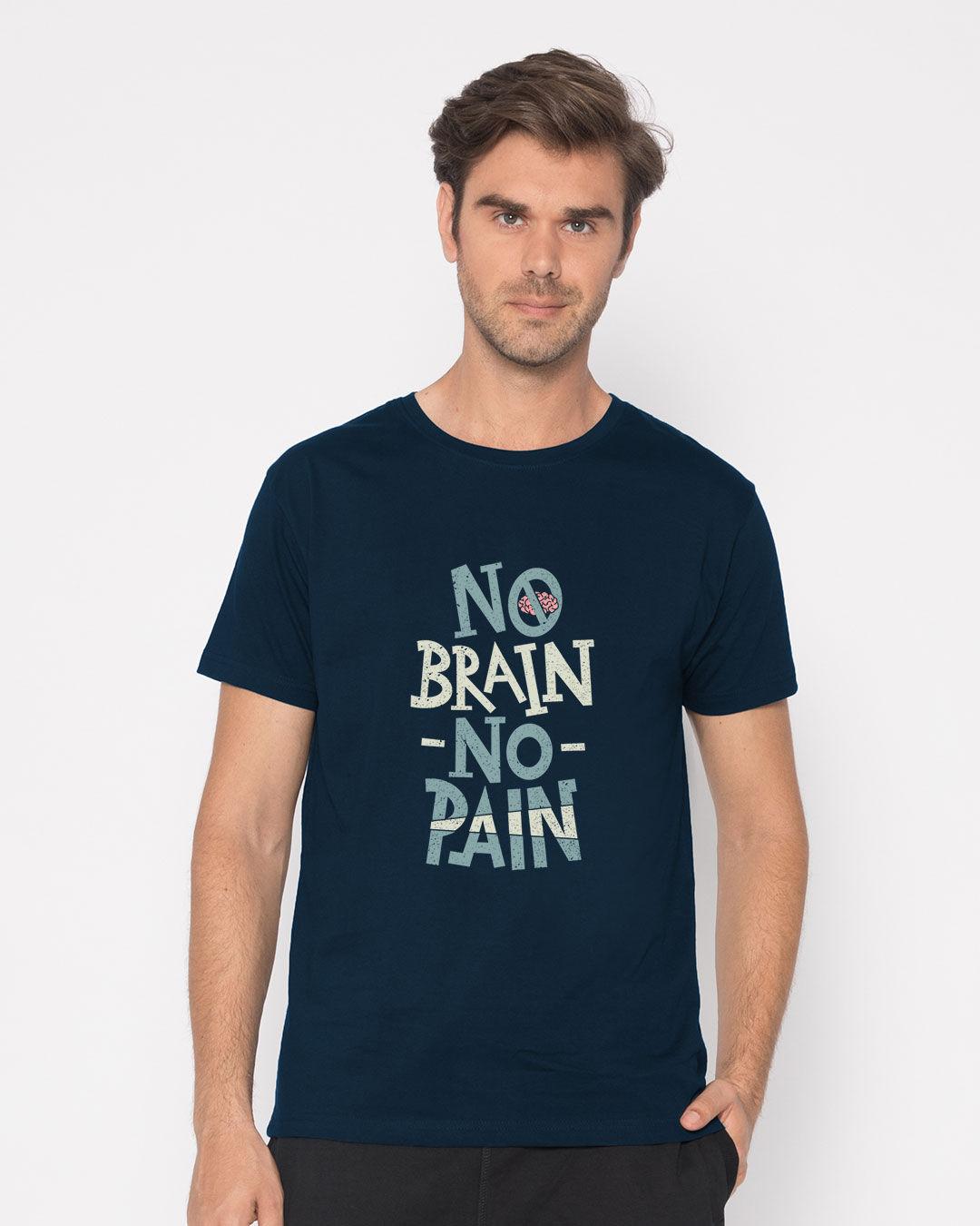 Shop No Brain No Pain Half Sleeve T-Shirt-Back