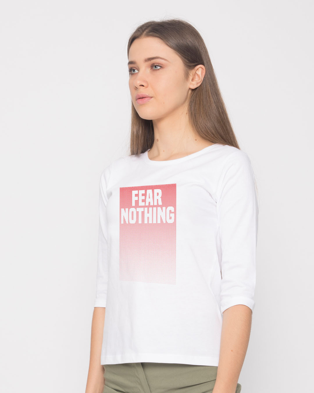 Shop No Fears Round Neck 3/4th Sleeve T-Shirt-Back