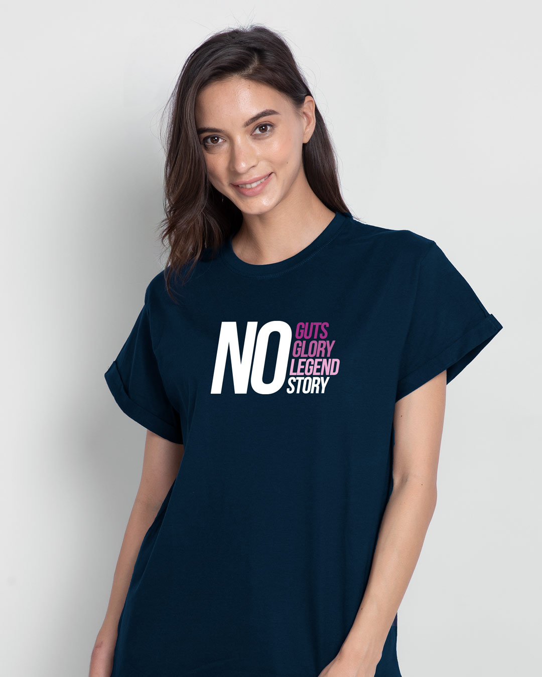 Shop No Guts Glory Boyfriend T-Shirt Navy Blue-Back