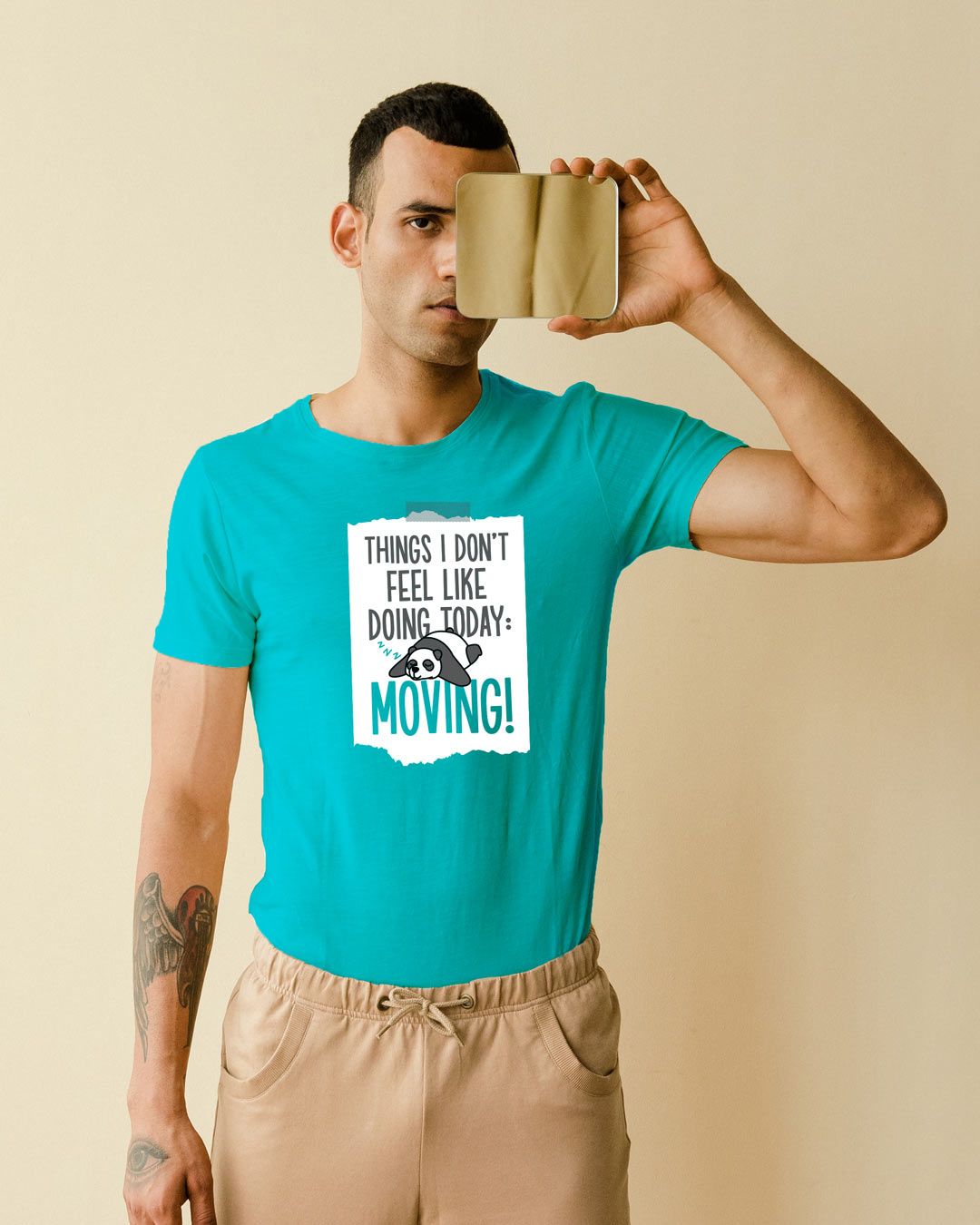 

No Moving Half Sleeve T-Shirt Men' Printed T-Shirts Bewakoof.com, Blue