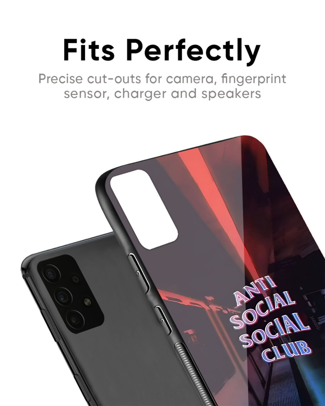 Shop No Social Club Premium Glass Case for OnePlus 8T (Shock Proof, Scratch Resistant)-Back