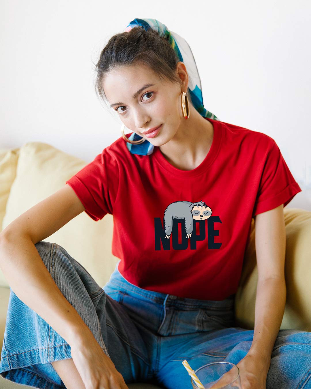 

Nope Lazy Boyfriend T-Shirts Bold Red Women' Printed Boyfriend T-Shirts Bewakoof.com