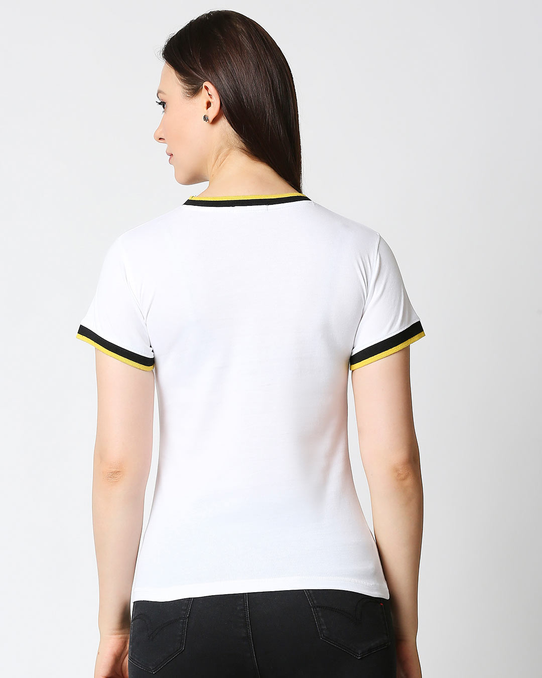 Shop Nope Lazy Half Sleeve Printed Rib T-Shirt white-Back