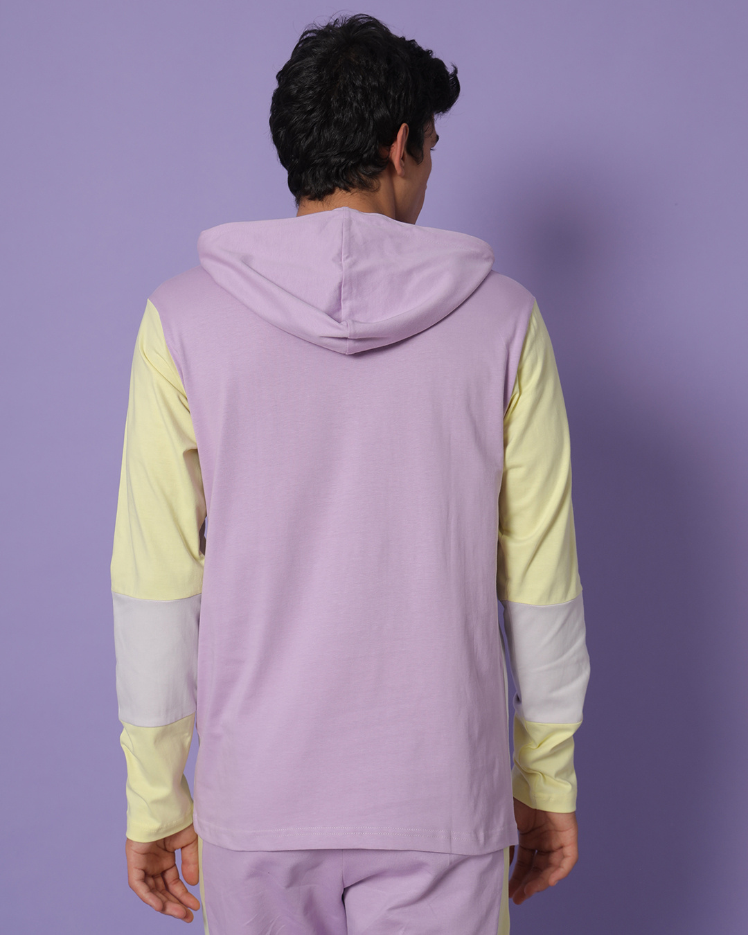 Shop Men's Lilac Normal is Boring Color Block Hoodie T-shirt-Back